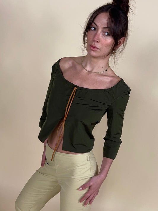 (rare) Miu Miu S/S 1999 runway leather tie top