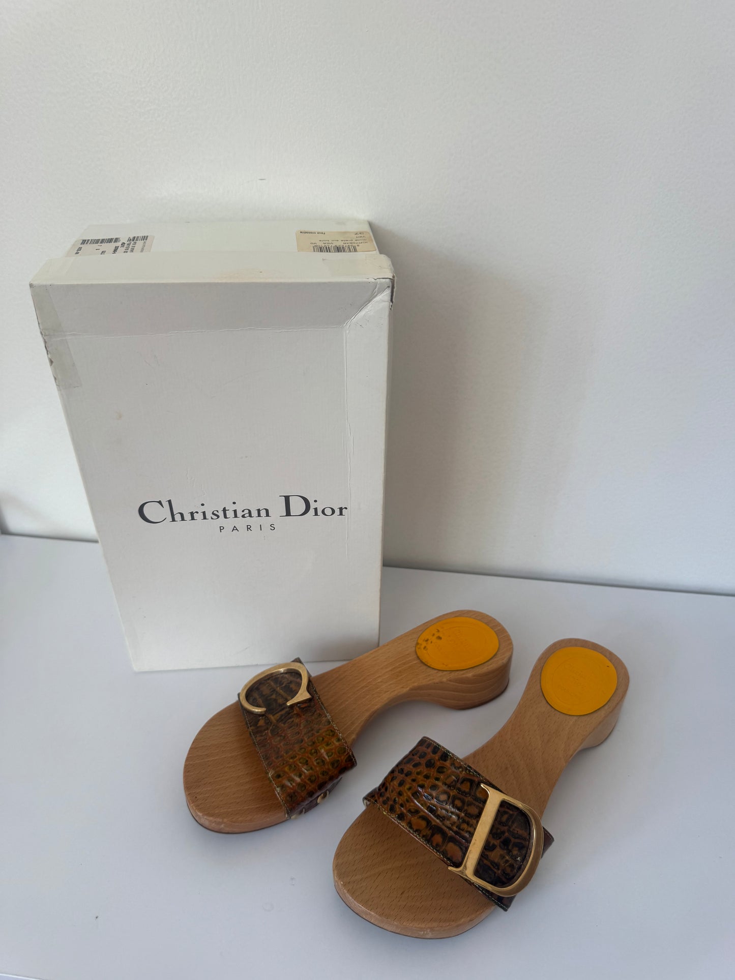 chrisitian dior 2000's croc leather mules
