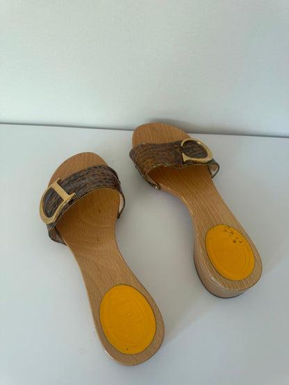 chrisitian dior 2000's croc leather mules