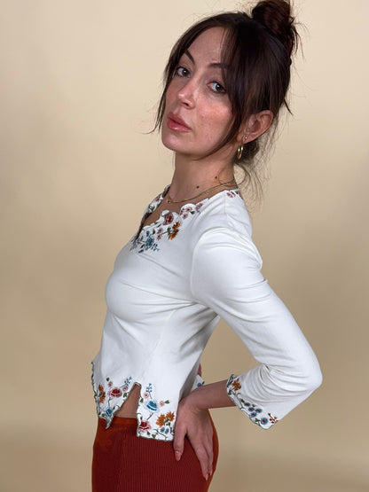 Vivienne Tam S/S 1999 floral embroidered top