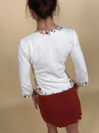 Vivienne Tam S/S 1999 floral embroidered top