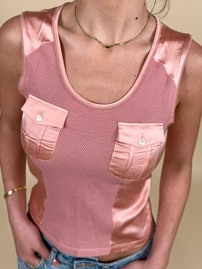 Dolce & Gabbana S/S 2003 pink silk mesh tank top