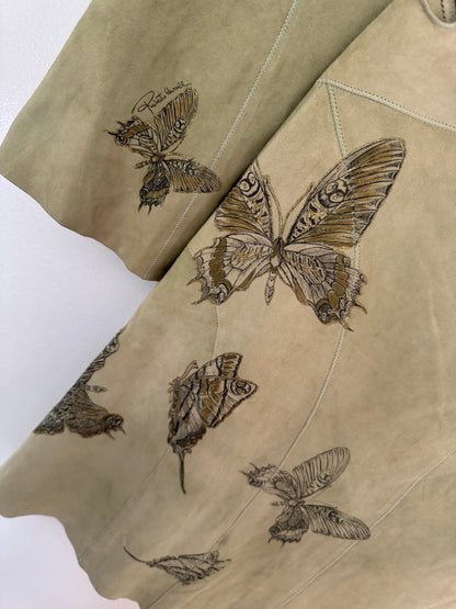 *rare* roberto cavalli s/s 2003 suede butterfly skirt set