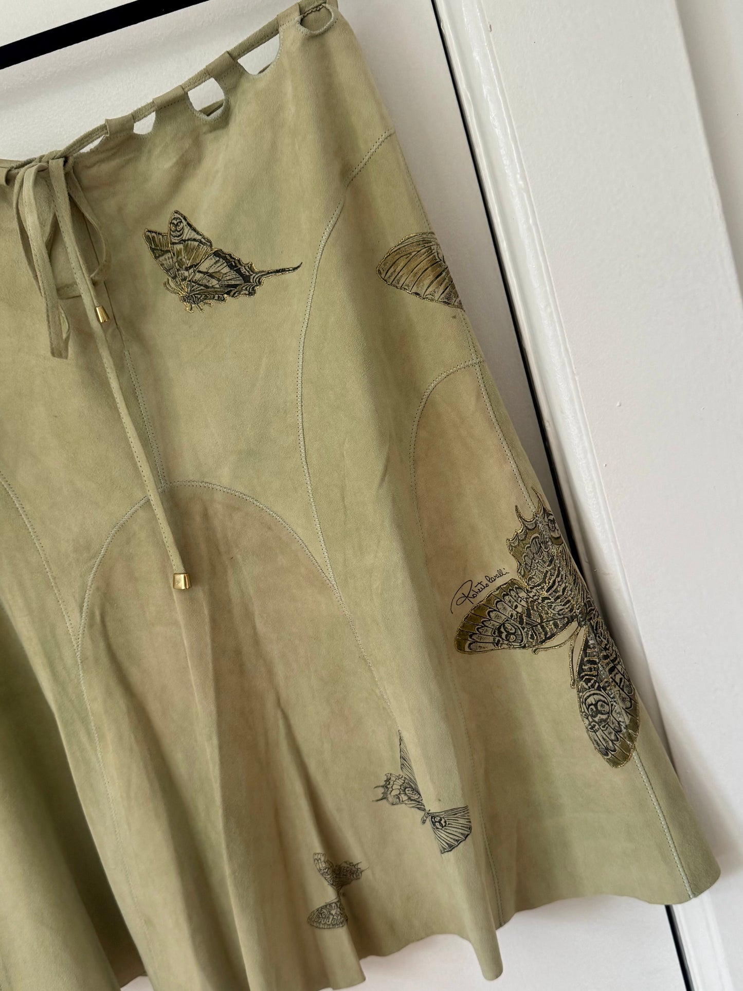 *rare* roberto cavalli s/s 2003 suede butterfly skirt set