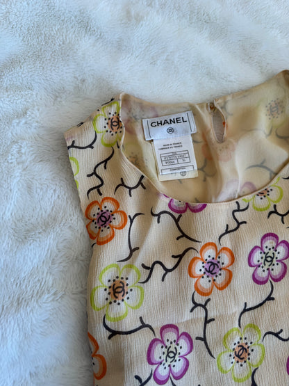 *rare* chanel s/s 2001 silk camellia tank top