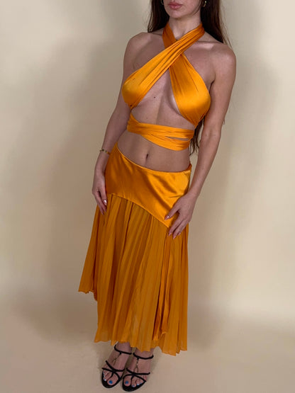 (rare) (NWT) Yves Saint Laurent S/S 2004 by Tom Ford runway silk skirt and scarf top