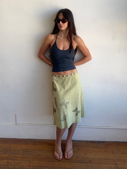 *rare* roberto cavalli s/s 2003 suede butterfly skirt set
