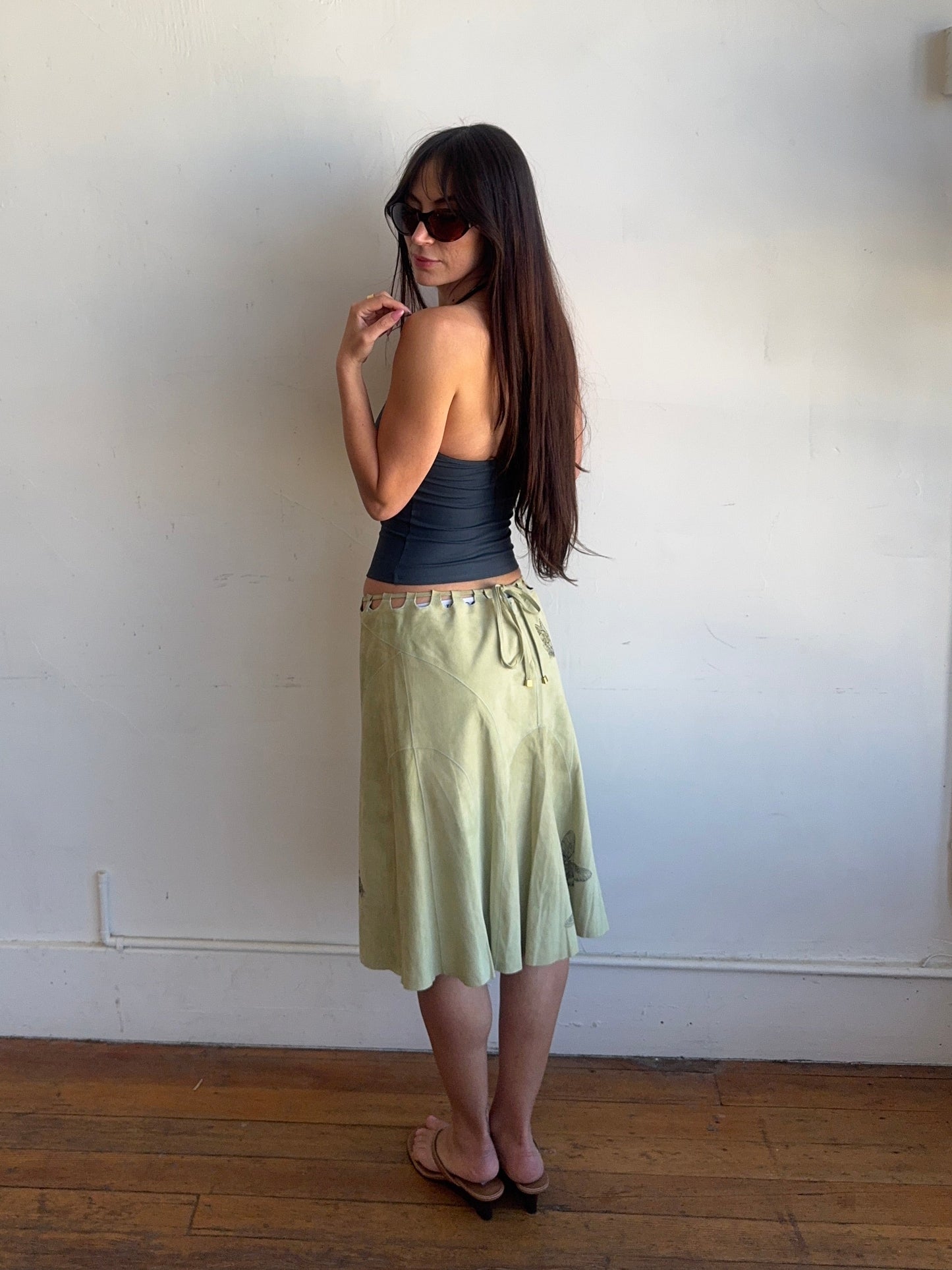 *rare* roberto cavalli s/s 2003 suede butterfly skirt set