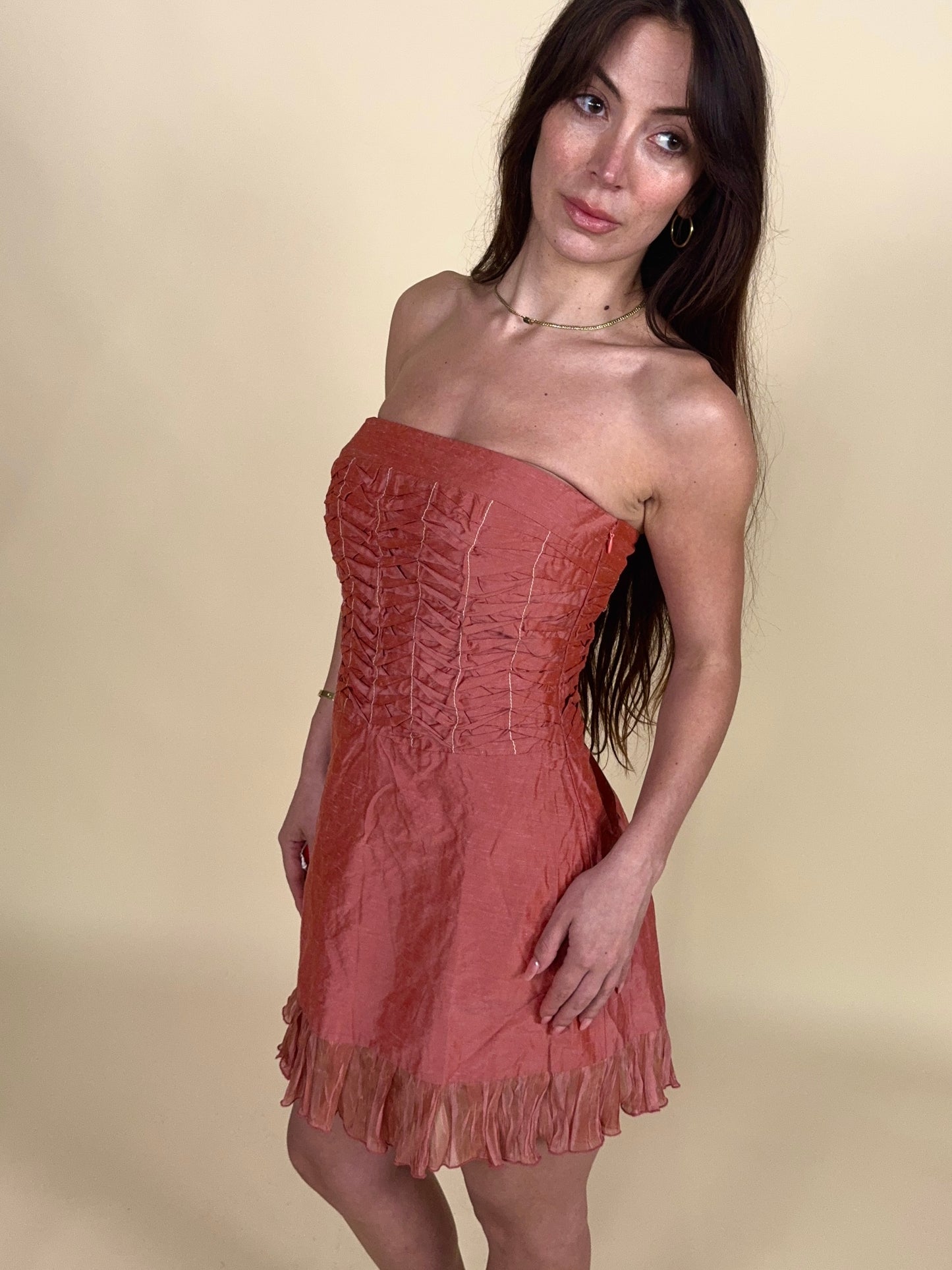 (rare) (NWT) Alexander McQueen vintage 1990's pink strapless mini dress