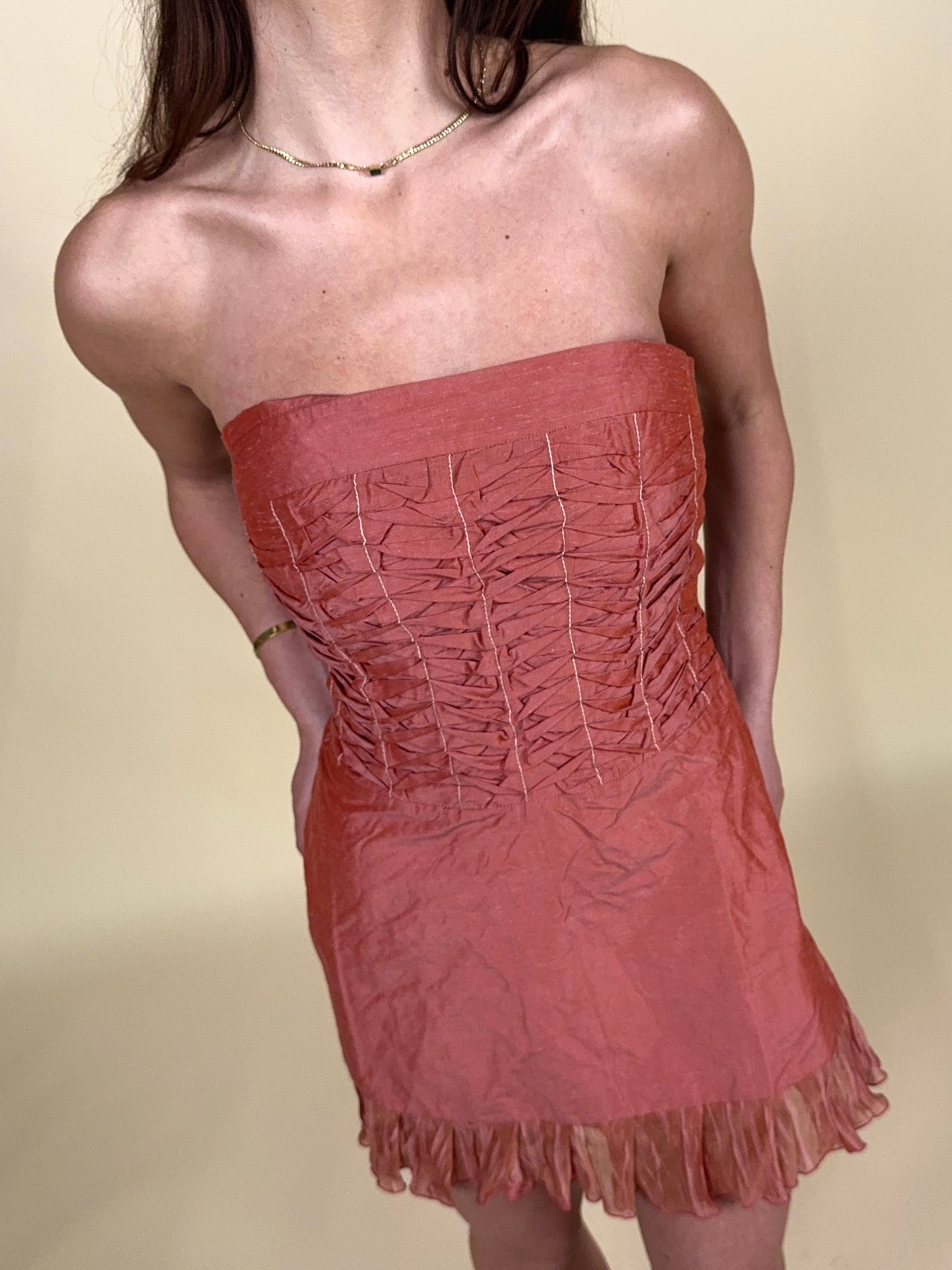 (rare) (NWT) Alexander McQueen vintage 1990's pink strapless mini dress