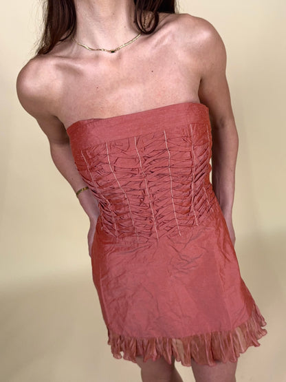 (rare) (NWT) Alexander McQueen vintage 1990's pink strapless mini dress