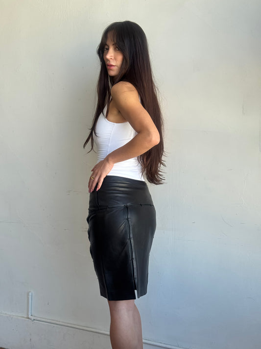 *rare* prada f/w 1998 panelled leather skirt