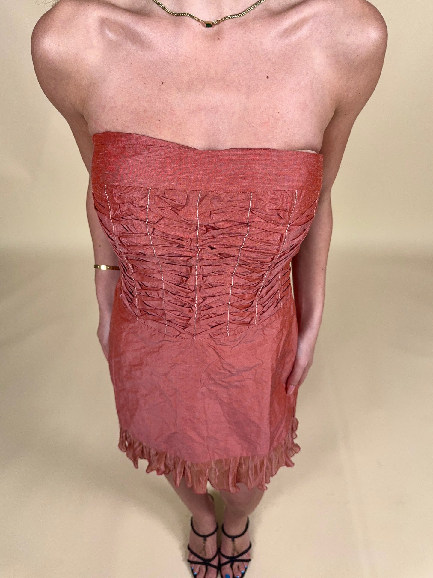 (rare) (NWT) Alexander McQueen vintage 1990's pink strapless mini dress