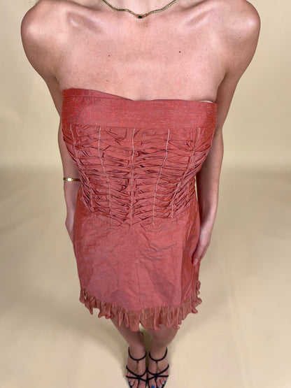 (rare) (NWT) Alexander McQueen vintage 1990's pink strapless mini dress