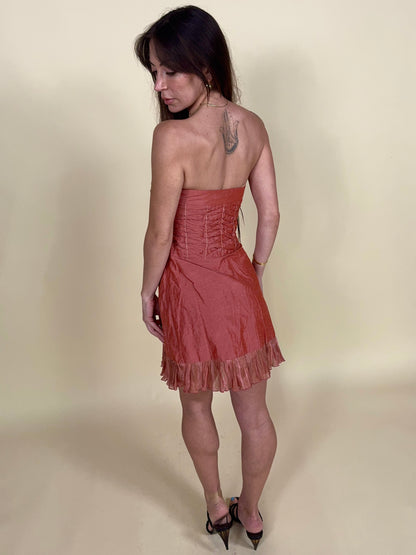 (rare) (NWT) Alexander McQueen vintage 1990's pink strapless mini dress