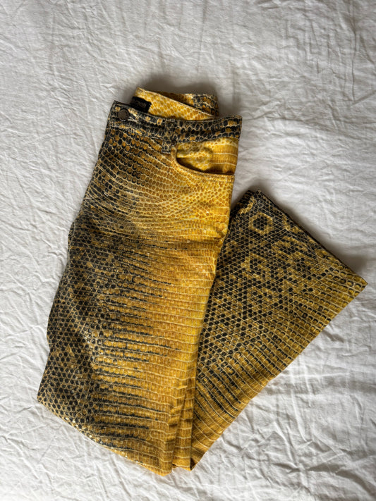 Roberto Cavalli F/W 1998 runway snake print jeans