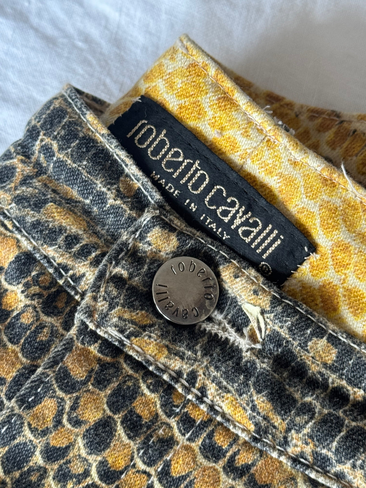 Roberto Cavalli F/W 1998 runway snake print jeans