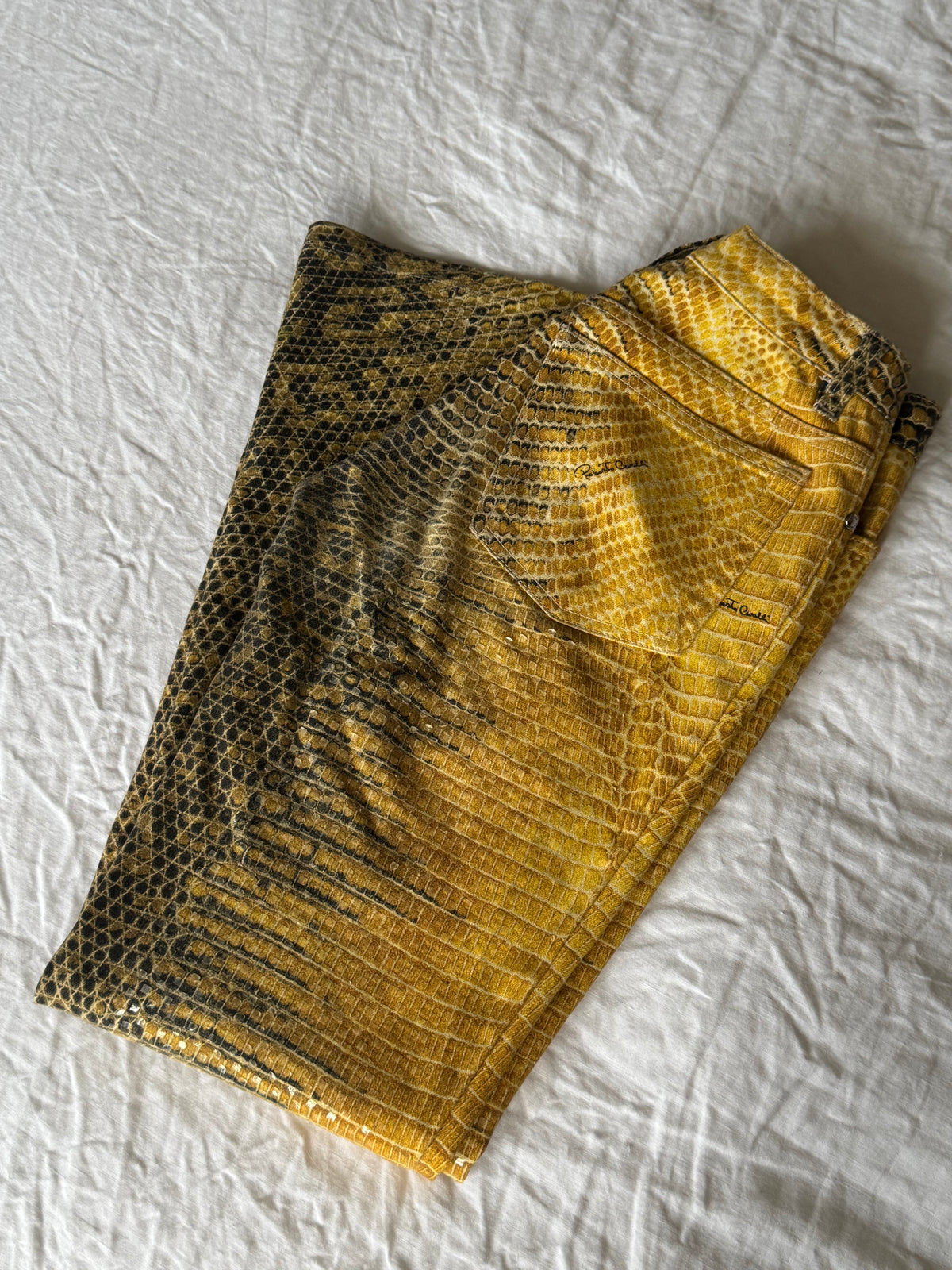 Roberto Cavalli F/W 1998 runway snake print jeans