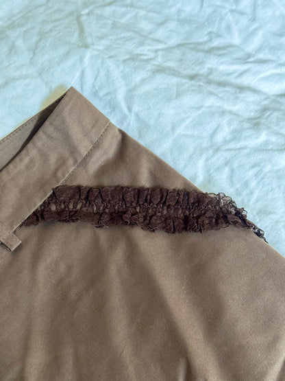 (NWT) Blumarine vintage 2000's brown ruffle capris