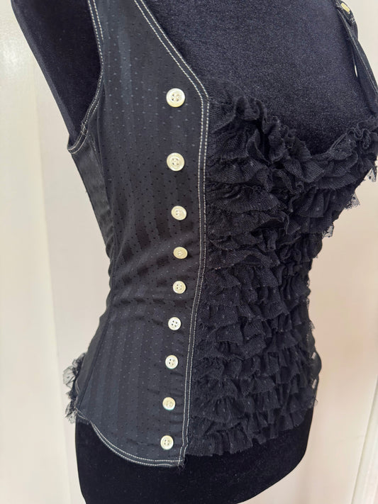 (rare) Chantal Thomass F/W 2006 ruffle button corset top