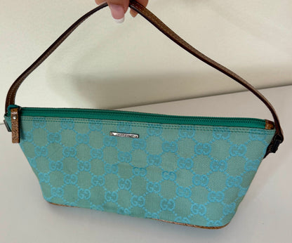Gucci 2000's by Tom Ford teal GG boat pochette