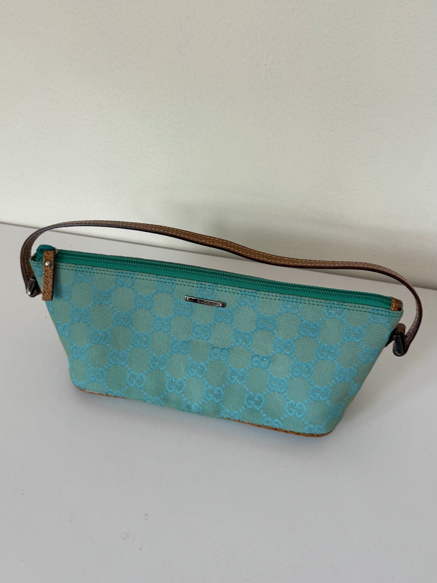 Gucci 2000's by Tom Ford teal GG boat pochette
