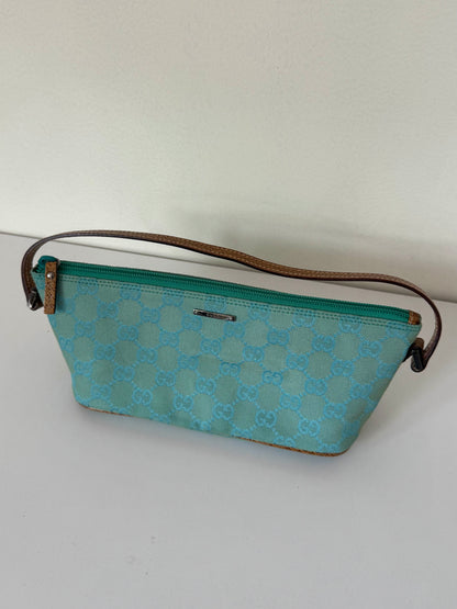 Gucci 2000's by Tom Ford teal GG boat pochette