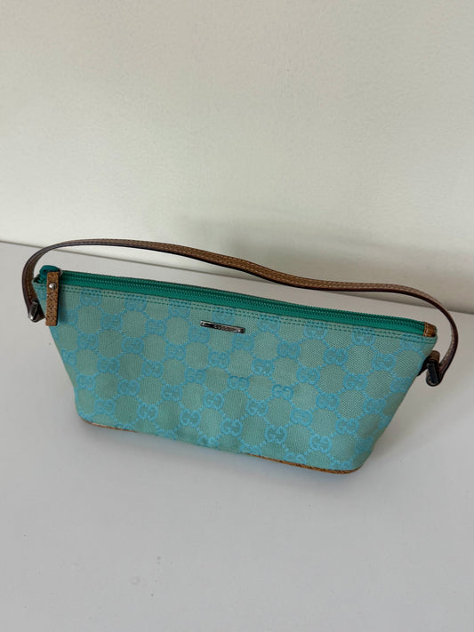 Gucci 2000's by Tom Ford teal GG boat pochette