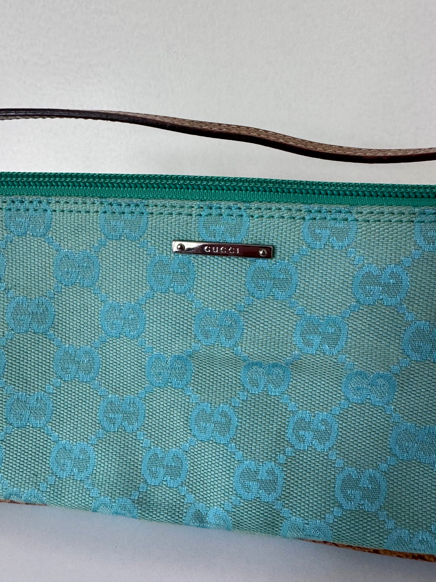 Gucci 2000's by Tom Ford teal GG boat pochette