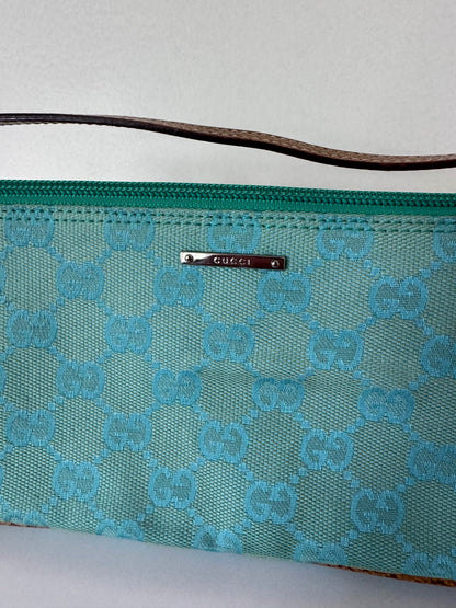 Gucci 2000's by Tom Ford teal GG boat pochette