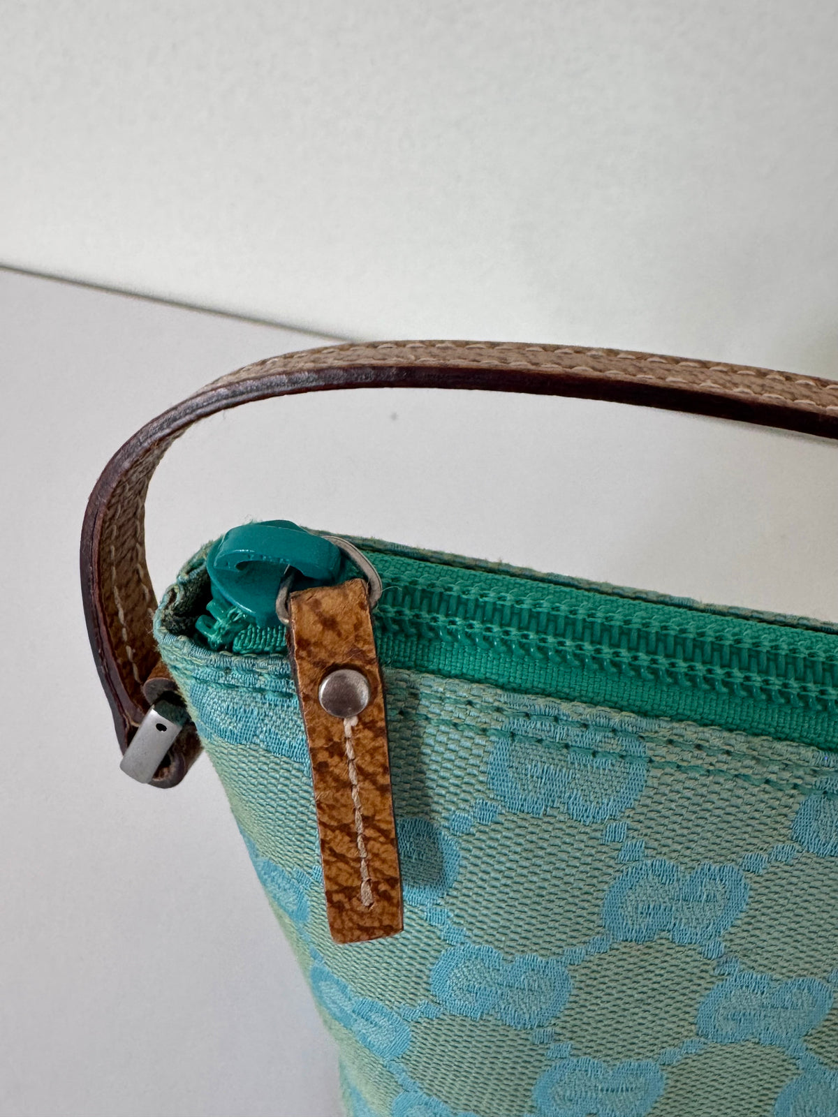 Gucci 2000's by Tom Ford teal GG boat pochette