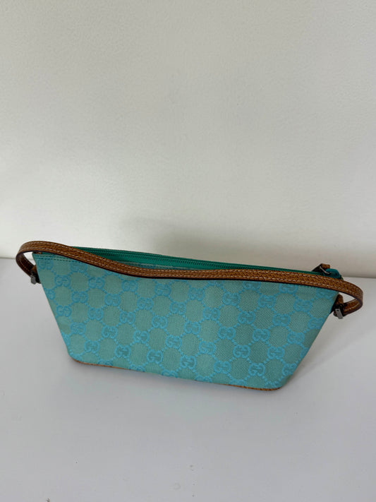 Gucci 2000's by Tom Ford teal GG boat pochette