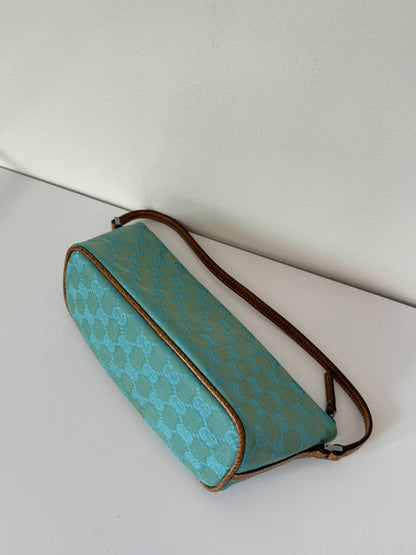 Gucci 2000's by Tom Ford teal GG boat pochette