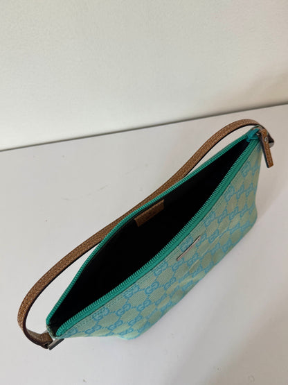 Gucci 2000's by Tom Ford teal GG boat pochette
