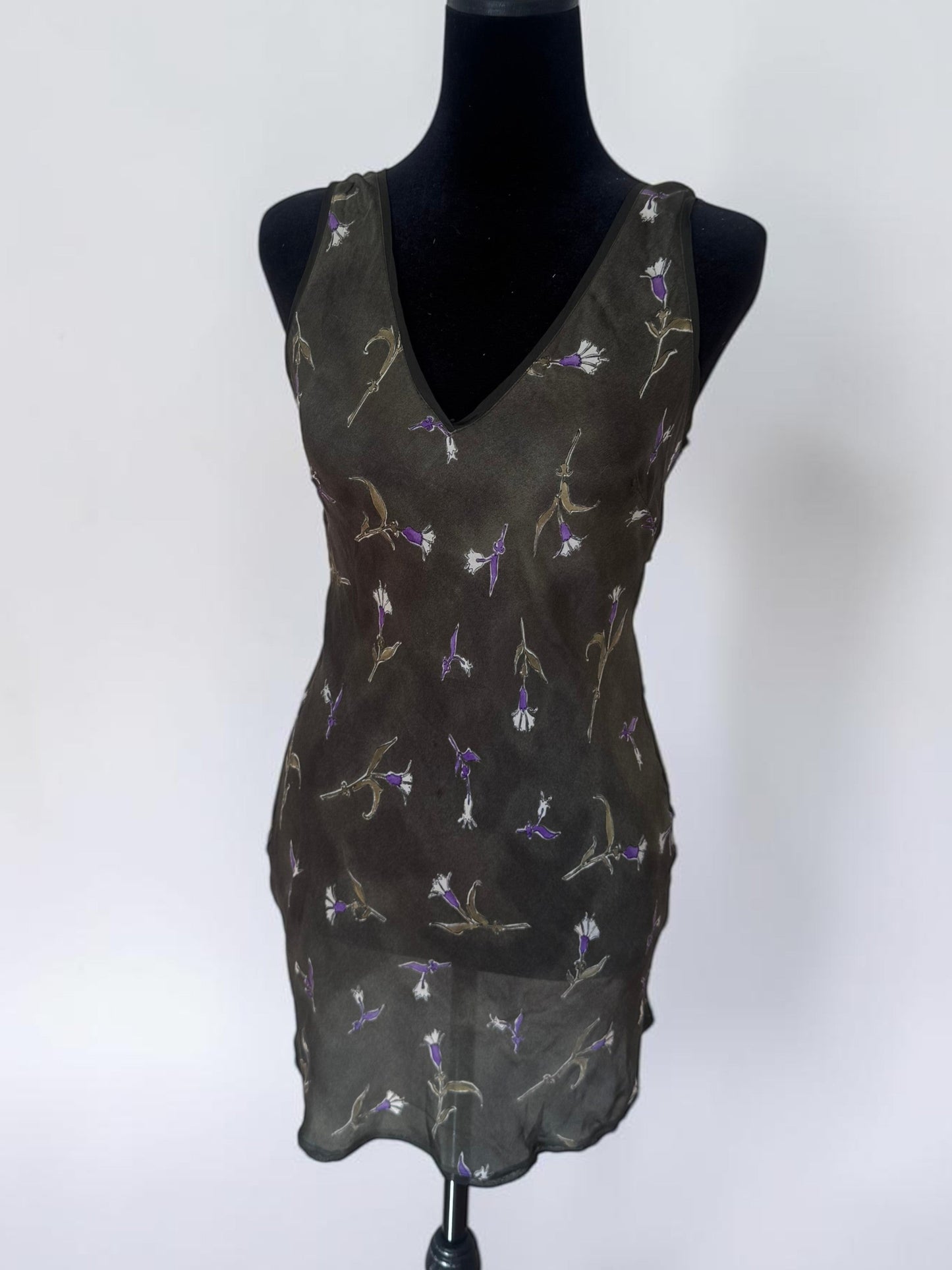 *rare* prada spring summer 1997 green silk lily dress