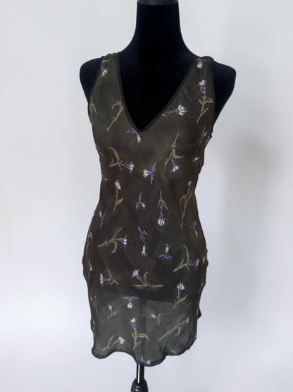 *rare* prada spring summer 1997 green silk lily dress