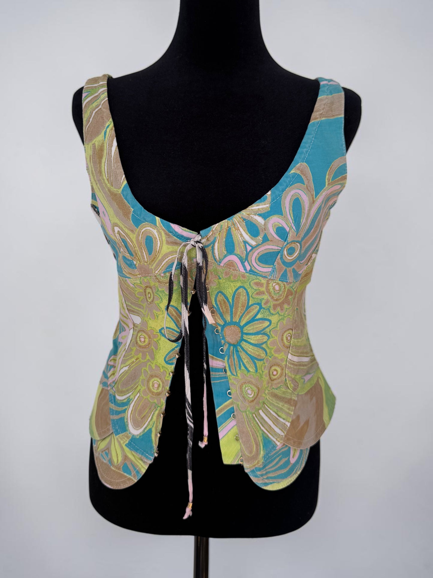 roberto cavalli spring summer 2003 floral corset top