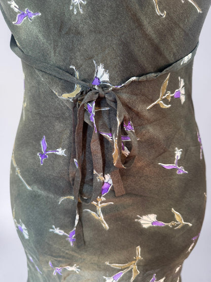 *rare* prada spring summer 1997 green silk lily dress