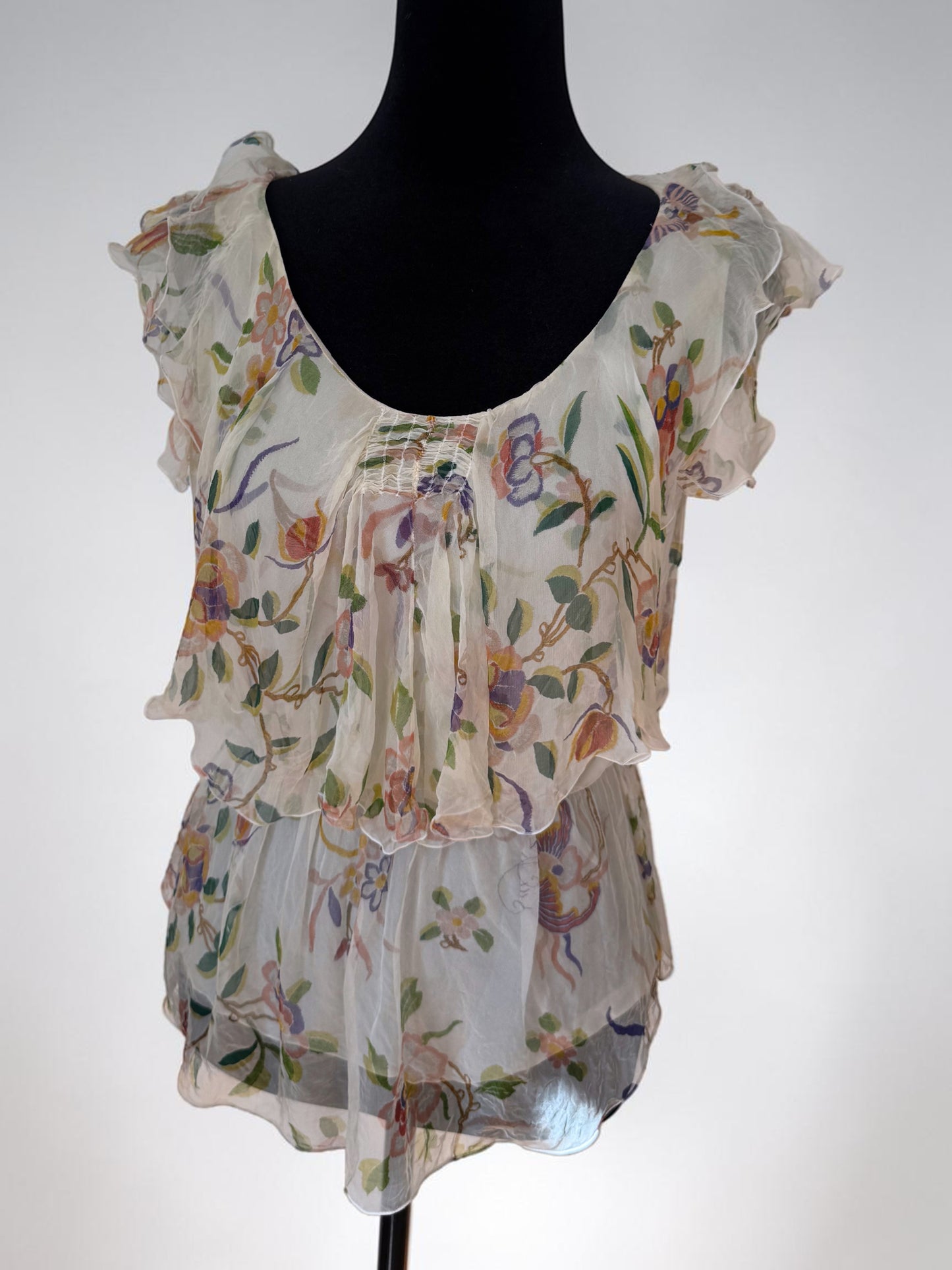 dior spring summer 2006 floral moth print blouse