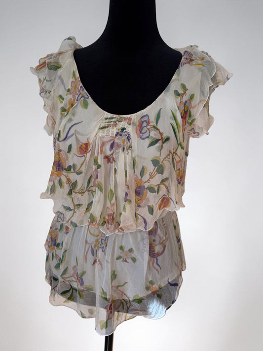 dior spring summer 2006 floral moth print blouse