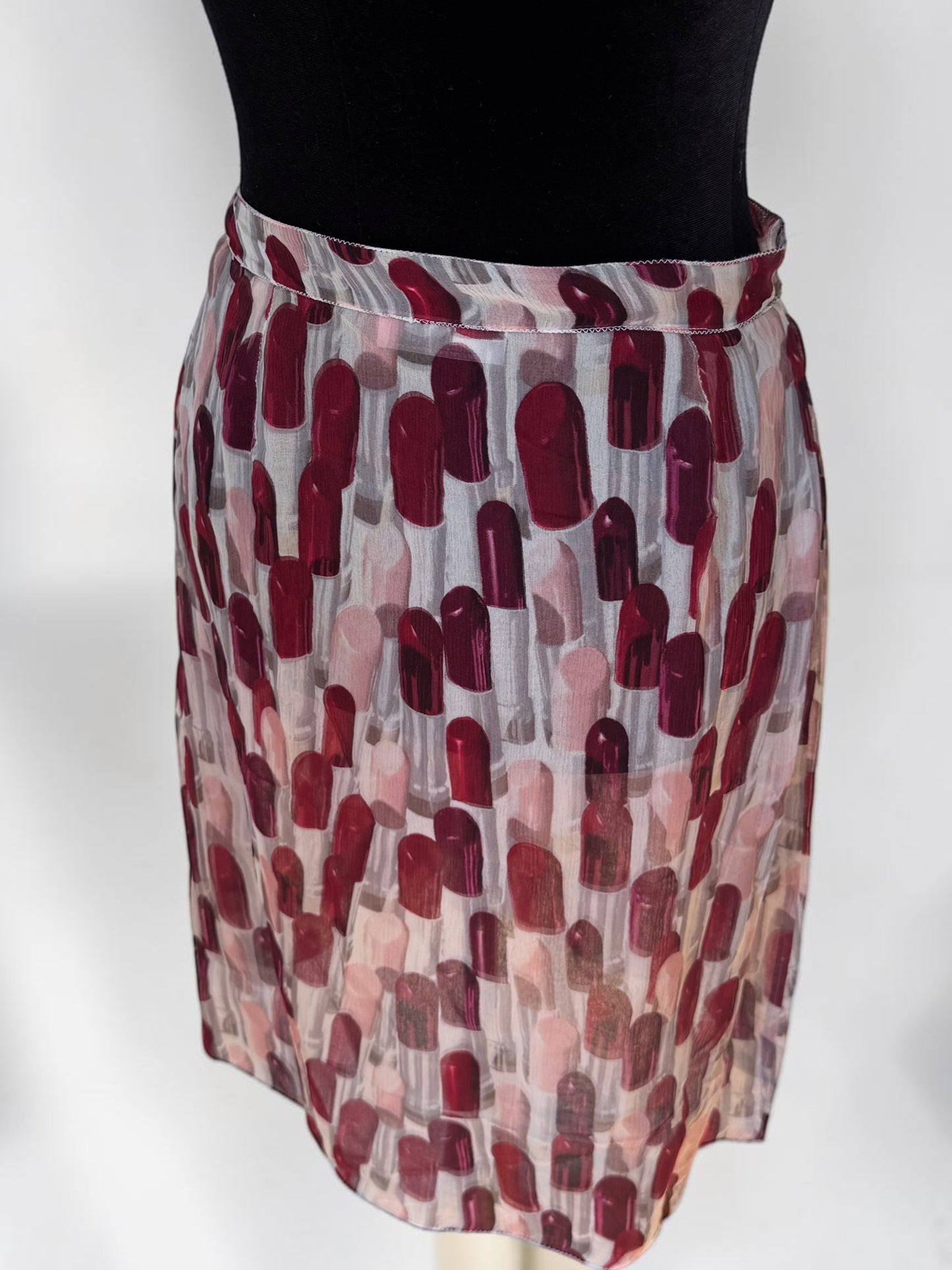 *rare* prada spring summer 2000 lipstick silk skirt