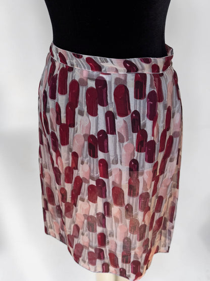 *rare* prada spring summer 2000 lipstick silk skirt