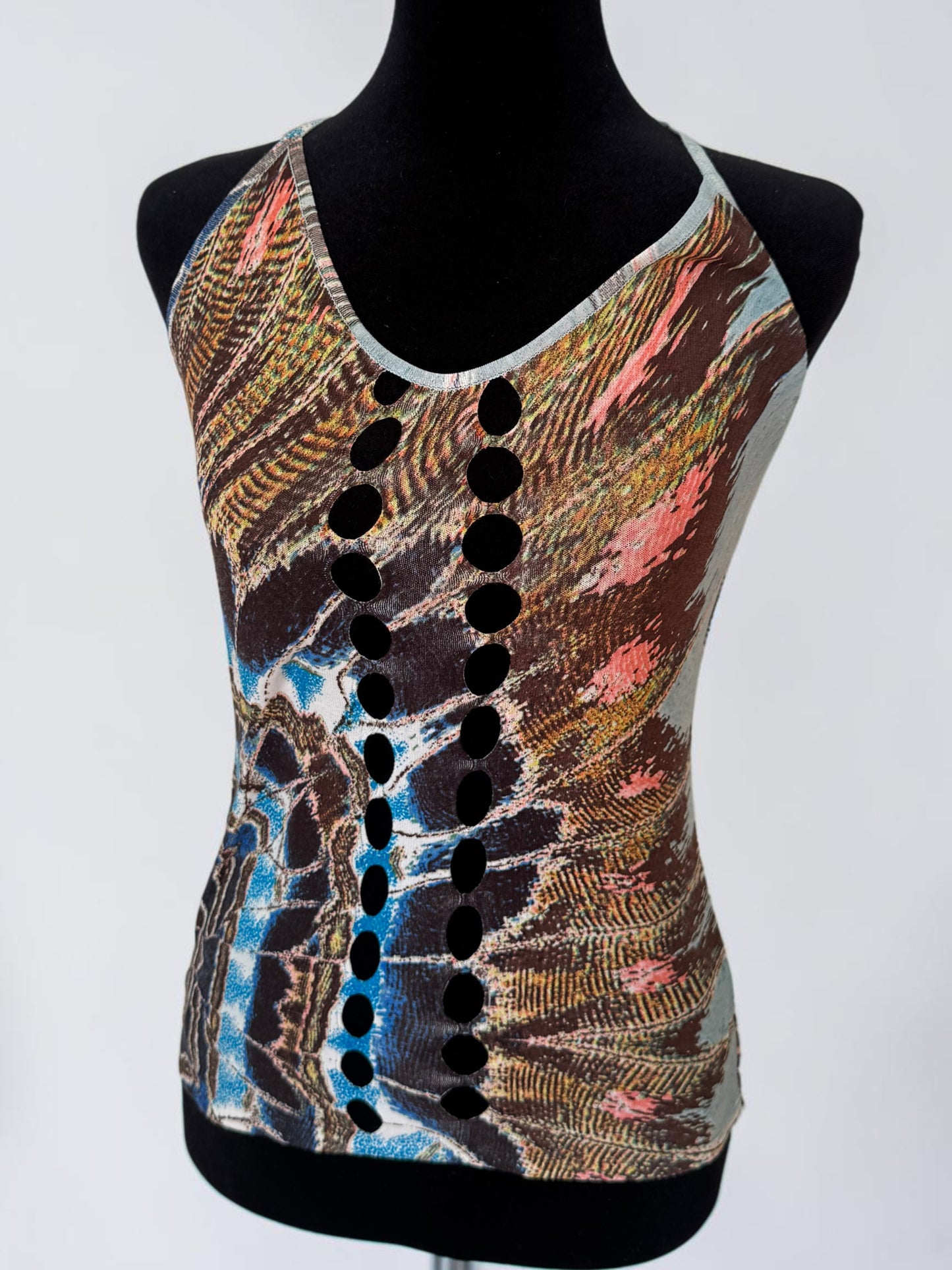 roberto cavalli spring summer 2003 feather print tank top