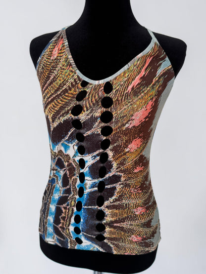 roberto cavalli spring summer 2003 feather print tank top
