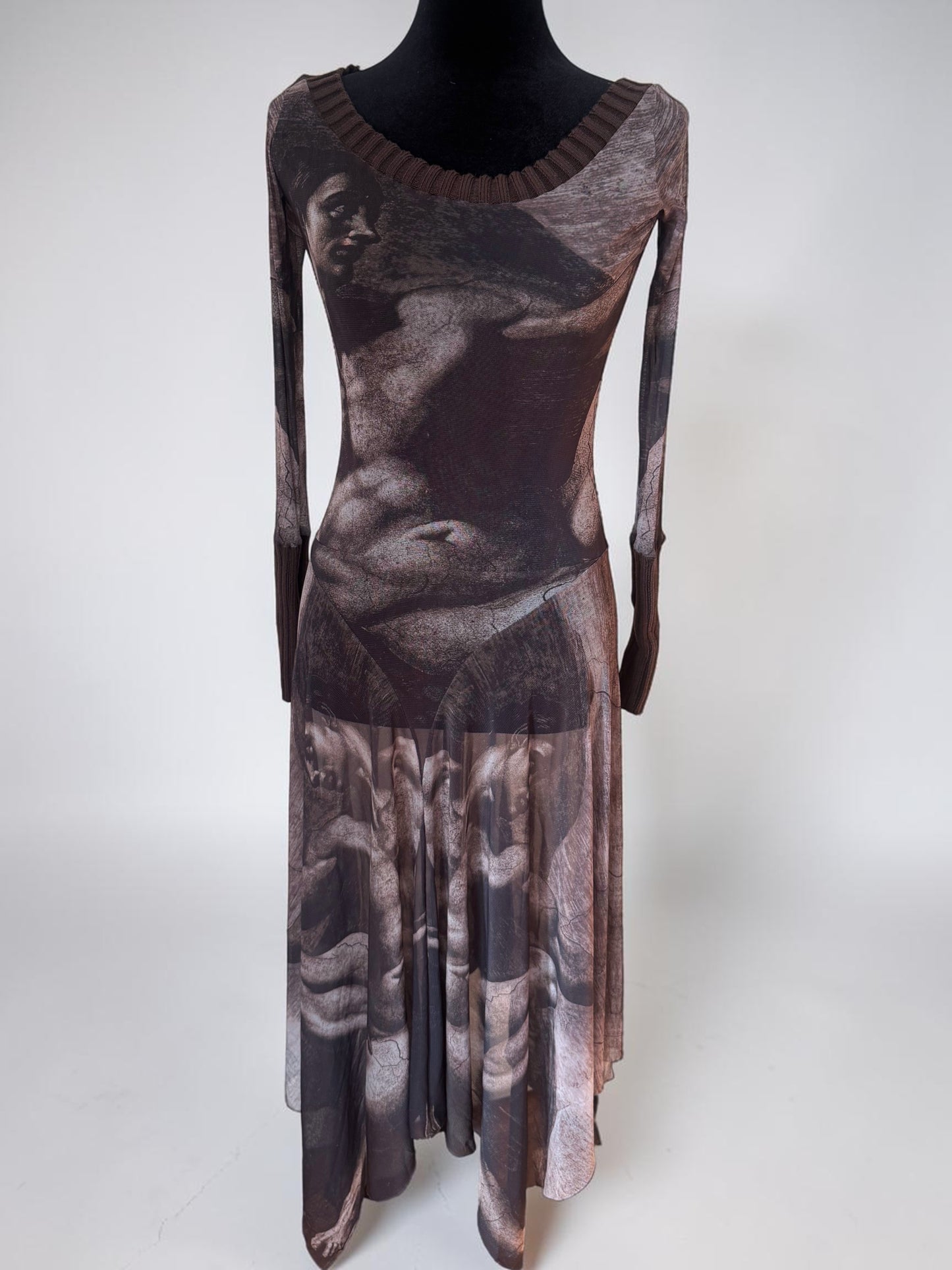*rare* jean paul gaultier spring summer 1995 'creation of adam' sheer midi dress