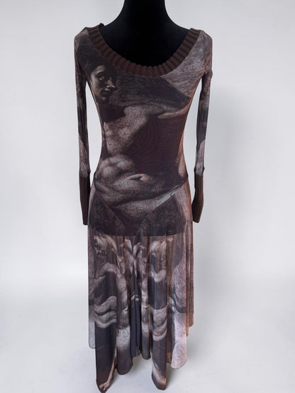 *rare* jean paul gaultier spring summer 1995 'creation of adam' sheer midi dress