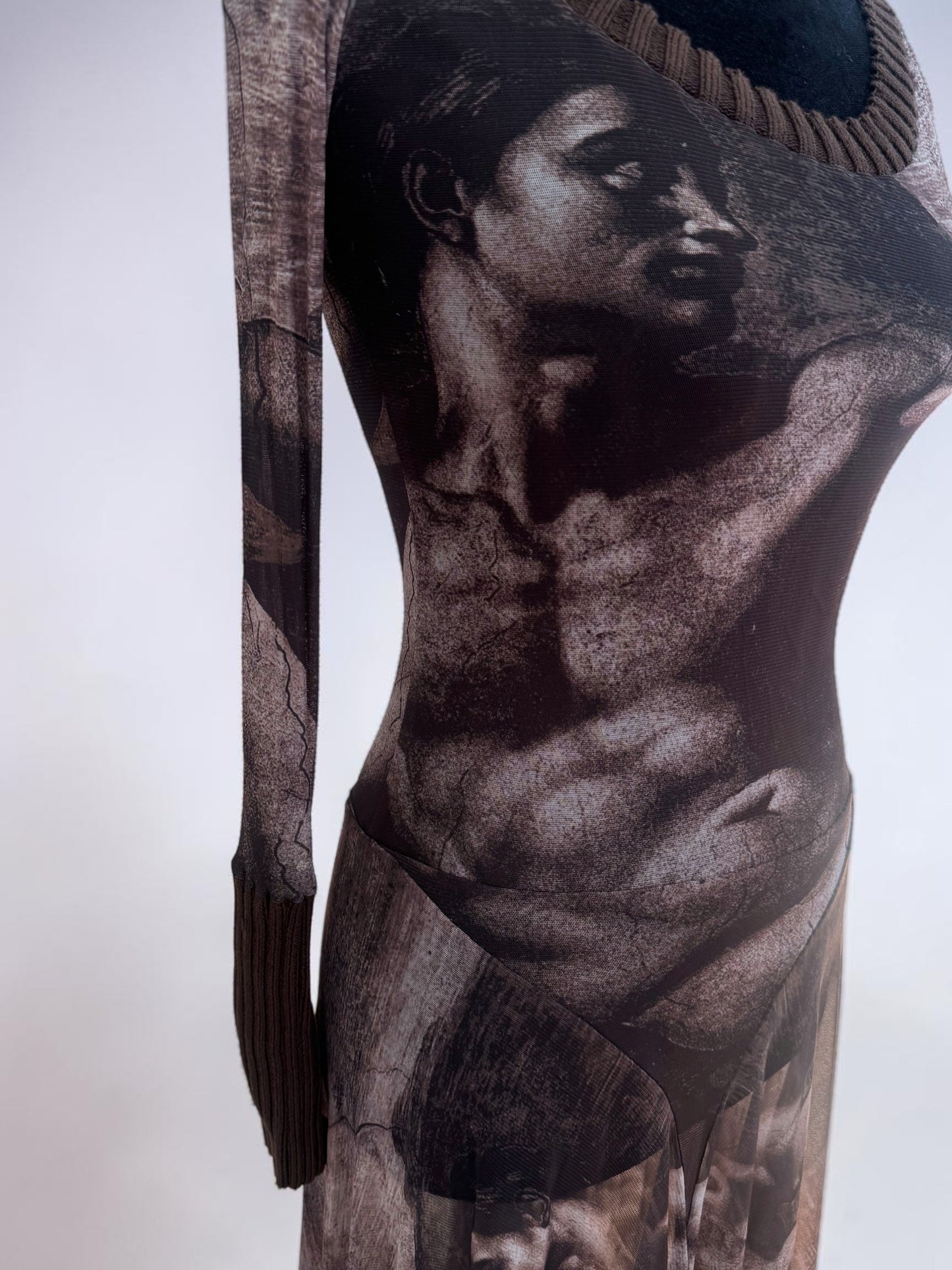 *rare* jean paul gaultier spring summer 1995 'creation of adam' sheer midi dress