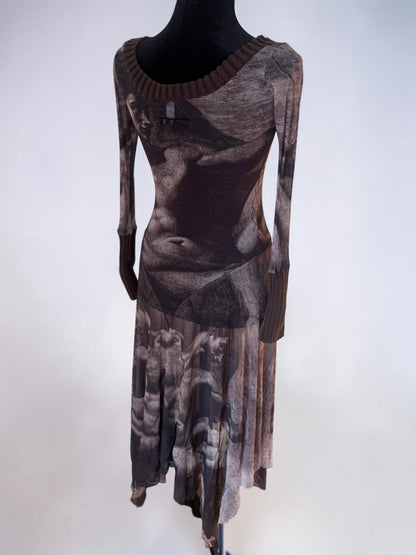 *rare* jean paul gaultier spring summer 1995 'creation of adam' sheer midi dress