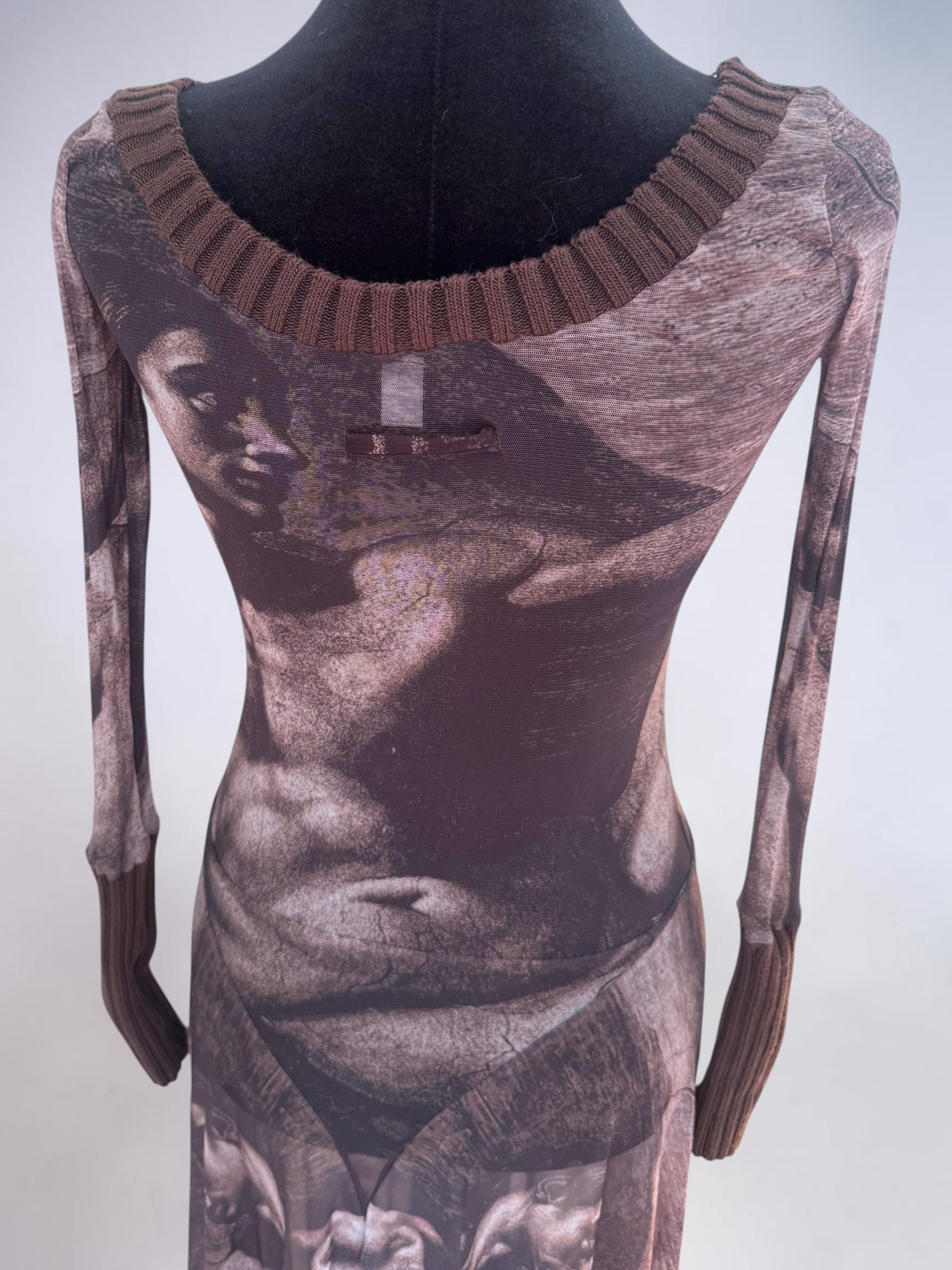 *rare* jean paul gaultier spring summer 1995 'creation of adam' sheer midi dress