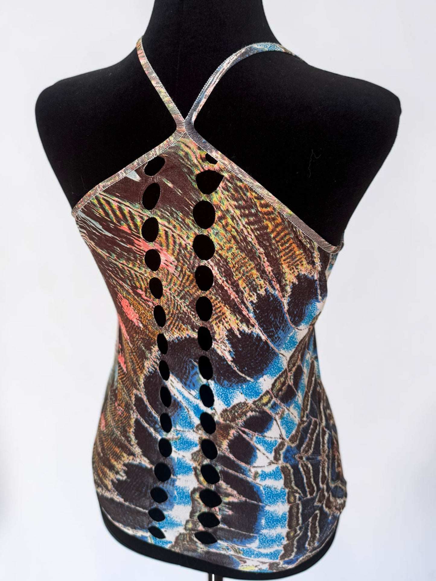 roberto cavalli spring summer 2003 feather print tank top